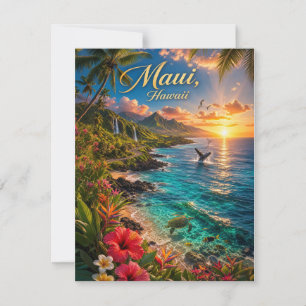 Tarjeta De Confirmación De Asistencia Póster de viaje de la costa tropical de Maui Hawai