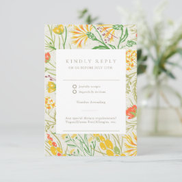 Tarjeta De Confirmación De Asistencia Pradera Silvestre de Flores QR Código Boda al Aire