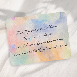 Tarjeta De Confirmación De Asistencia Preciosa Boda con Escritura Moderna Acuarela Abstr