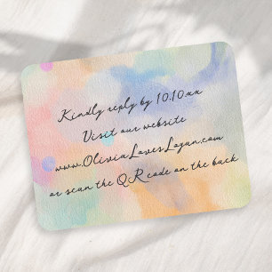 Tarjeta De Confirmación De Asistencia Preciosa Boda con Escritura Moderna Acuarela Abstr