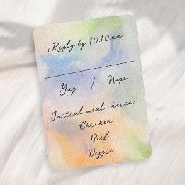 Tarjeta De Confirmación De Asistencia Preciosa Boda con Escritura Moderna Acuarela Abstr