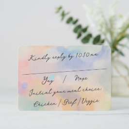 Tarjeta De Confirmación De Asistencia Preciosa Boda Moderna con Letra Abstracta Acuarela