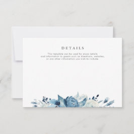 Tarjeta De Confirmación De Asistencia preciosa tarjeta de detalles de boda floral azul a