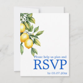 Tarjeta De Confirmación De Asistencia 💙🍋Preferencias dietéticas  Azul & Limone Romance