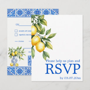 Tarjeta De Confirmación De Asistencia 💙🍋Preferencias dietéticas Azul & Limone Romance