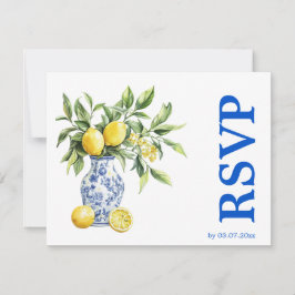 Tarjeta De Confirmación De Asistencia 💙🍋Preferencias dietéticas  Azul & Limone Romance