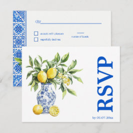 Tarjeta De Confirmación De Asistencia 💙🍋Preferencias dietéticas Azul & Limone Romance