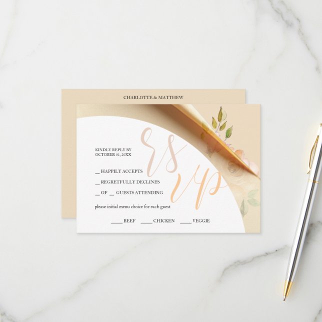 Tarjeta De Confirmación De Asistencia Presupuesto de acuarela para Rosas florales de Rub (Anverso/Reverso In Situ)