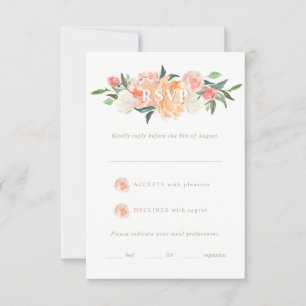 Tarjeta De Confirmación De Asistencia Primavera Rubor Peach Watercolor Floral Wedding RS