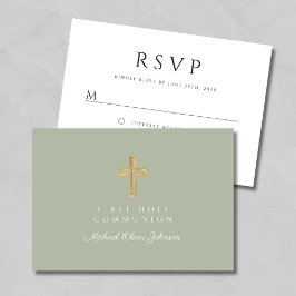 Tarjeta De Confirmación De Asistencia Primera comunión verde entre sabores