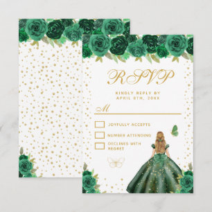 Tarjeta De Confirmación De Asistencia Princesa de cabello rubio con vestido floral verde