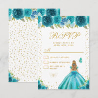 Princesa de Cabello Rubio Floral Verde Teal Cumple