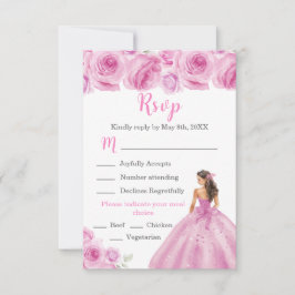 Tarjeta De Confirmación De Asistencia Princesa de flores en una elección de comida con u