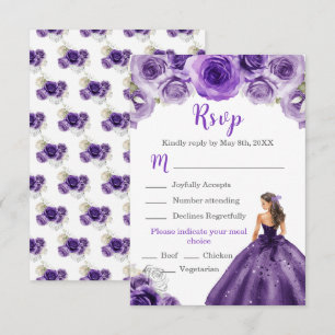 Tarjeta De Confirmación De Asistencia Princesa floral en una elección de comida con un v