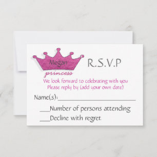 Tarjeta De Confirmación De Asistencia Princess R.S.V.P