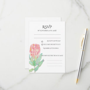 Tarjeta De Confirmación De Asistencia Protea Botánica Minimalista Moderna para Boda