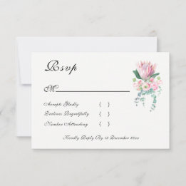 Tarjeta De Confirmación De Asistencia Protea Rey Acuarela Floral Elegante Boda