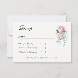 Tarjeta De Confirmación De Asistencia Protea Rey Acuarela Floral Elegante Boda