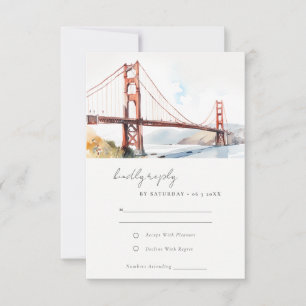 Tarjeta De Confirmación De Asistencia Puente Golden Gate de San Francisco Escena de Boda