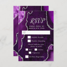 Tarjeta De Confirmación De Asistencia Purple and Silver Agate Wedding Meal Choice