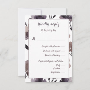 Tarjeta De Confirmación De Asistencia Purple Floral Botanical Wedding