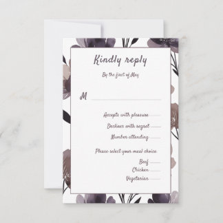 Tarjeta De Confirmación De Asistencia Purple Floral Botanical Wedding