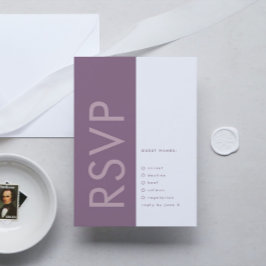 Tarjeta De Confirmación De Asistencia Purple Lilac Monograma moderno Boda negrita