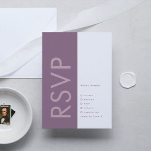 Tarjeta De Confirmación De Asistencia Purple Lilac Monograma moderno Boda negrita