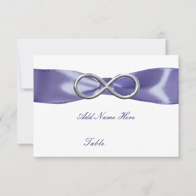 Tarjeta De Confirmación De Asistencia Púrpura Blue Silver Infinity Table Place Card (Anverso)