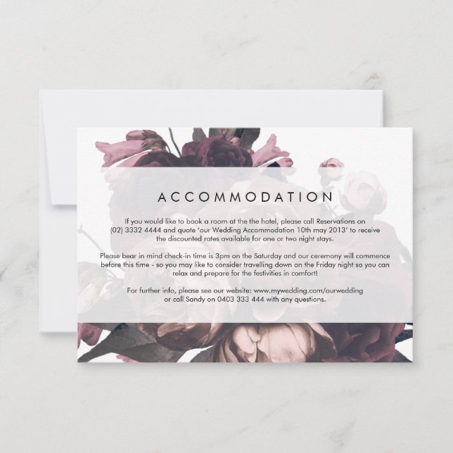 Tarjeta De Confirmación De Asistencia Púrpura Fantasía Rosa Floral Tarjeta de detalle Bo (Anverso)