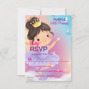 Tarjeta De Confirmación De Asistencia Púrpura Pequeña Princesa Ball