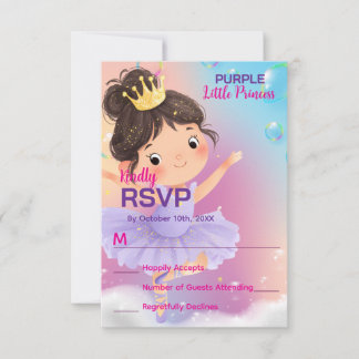 Tarjeta De Confirmación De Asistencia Púrpura Pequeña Princesa Ball