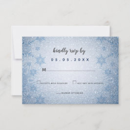 Tarjeta De Confirmación De Asistencia Purpurina Blue Snowflakes