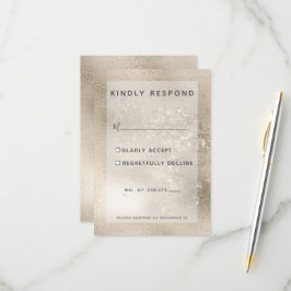 Tarjeta De Confirmación De Asistencia Purpurina de oro de Champagne Boda moderna