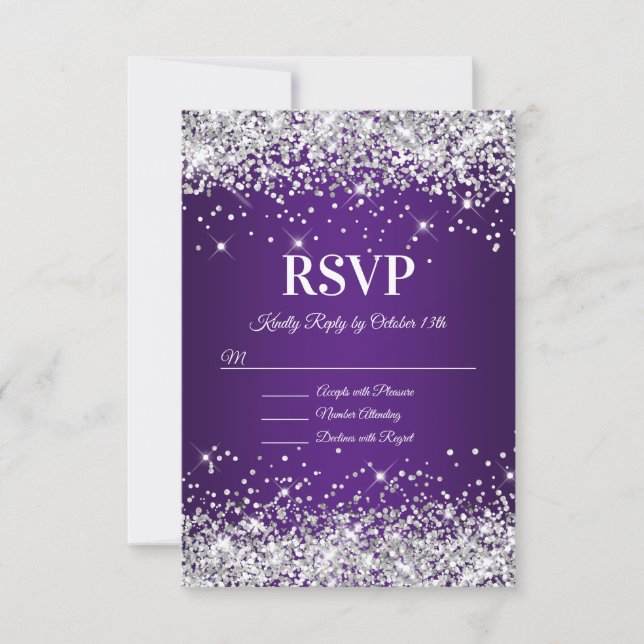 Tarjeta De Confirmación De Asistencia Purpurina Royal Purple Ombre (Anverso)