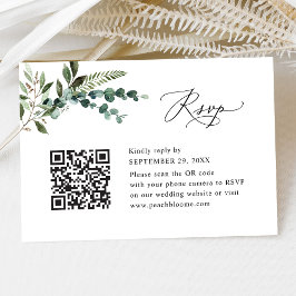 Tarjeta De Confirmación De Asistencia QR Code Modern Boho Greenery Boda