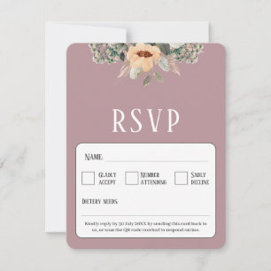 Tarjeta De Confirmación De Asistencia QR Código elegante rosa floral