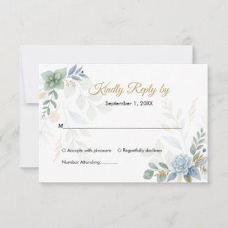 Tarjeta De Confirmación De Asistencia QR Código Sage Green Floral Watercolor Boda