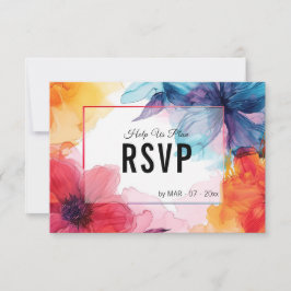 Tarjeta De Confirmación De Asistencia QR + elección dietética Anemone Dreamscape Boda