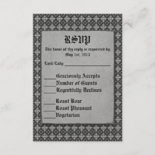 Tarjeta De Confirmación De Asistencia Quatrefol negro sobre plata