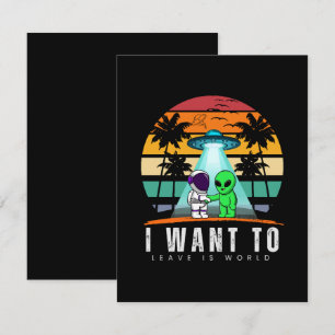 Tarjeta De Confirmación De Asistencia Quiero Dejar Es Mundo Alien Vintage Atardecer