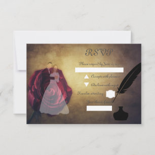 Tarjeta De Confirmación De Asistencia Quill y inkwell