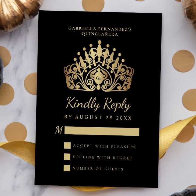 Tarjeta De Confirmación De Asistencia Quinceañera 15ª celebración de cumpleaños (Subido por el creador)