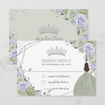 Quinceañera Birthday Sage Green Lavender Floral