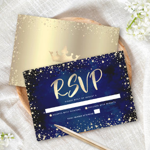 Tarjeta De Confirmación De Asistencia Quinceañera con Glitter Dorado y Letra Script en A
