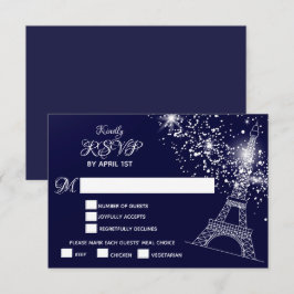 Tarjeta De Confirmación De Asistencia Quinceañera Eiffel Tower Starry Night Sky