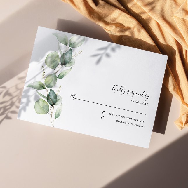 Tarjeta De Confirmación De Asistencia Quinceanera Eucalipto Rústico 15 cumpleaños (Eucalyptus Greenery Quinceanera RSVP Card)