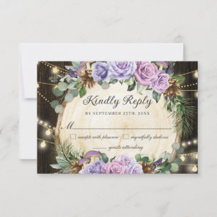 Tarjeta De Confirmación De Asistencia Quinceañera floral púrpura de selva encantada