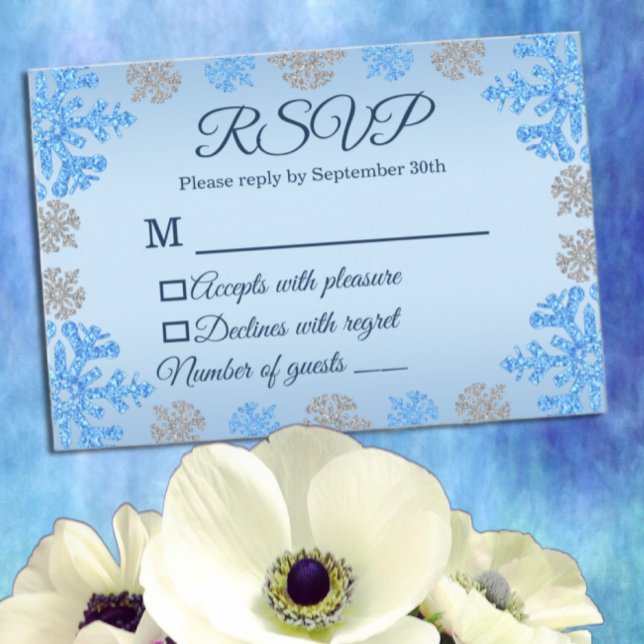 Tarjeta De Confirmación De Asistencia Quinceañera Ice Blue Silver Snowflake (Subido por el creador)