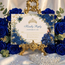 Quinceañera Mariposa Dorada Azul Real